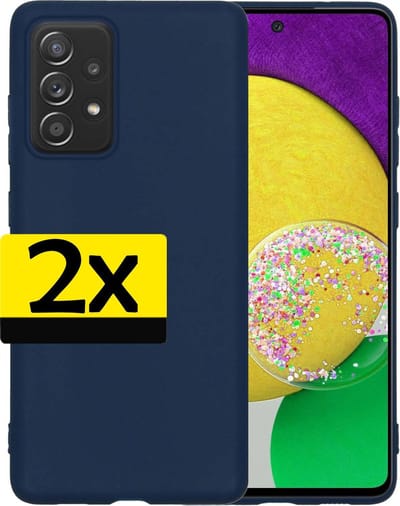 Hoesje - 2 Stuks - Geschikt voor Samsung Galaxy A52s 5G - Sterk & Shockproof - Case Siliconen - Back Cover - Telefoon Hoes - Telefoonhoesjes - Donkerblauw