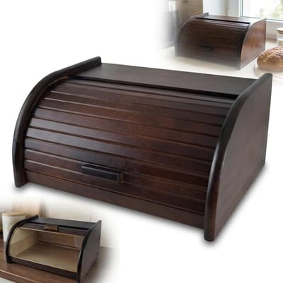 Broodtrommel Hout - Brooddoos Keuken - Brood Vers Houden - Massief Hout - 31x26x16cm - Walnoot