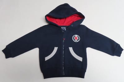 Gilet - Jongens - Marine met grijst - Warme sweat - 6 maand 68