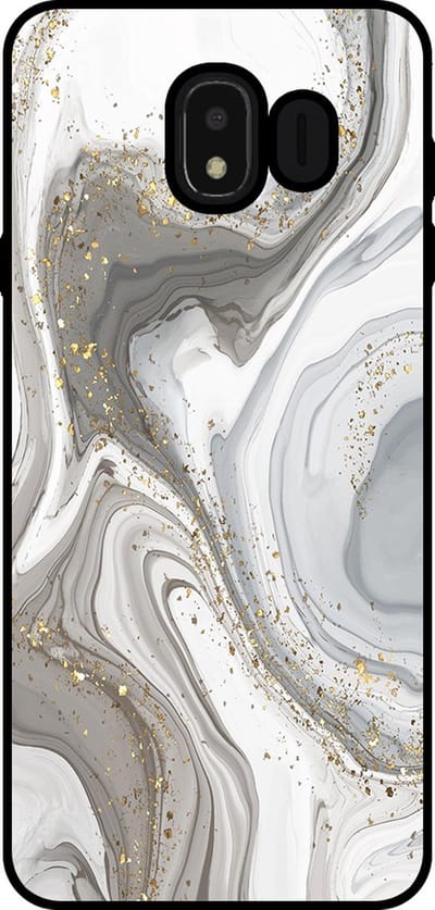 Smartphonica Telefoonhoesje Geschikt voor Samsung Galaxy J4 2018 met marmer opdruk - TPU backcover case marble design - Zilver geschikt voor Samsung Galaxy J4 2018