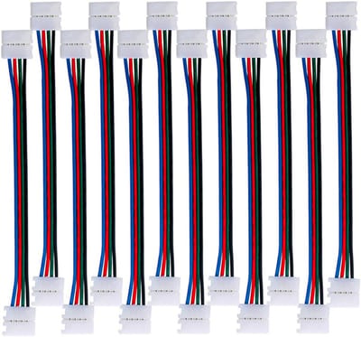 Professionele 12 x 4 pin LED strip lichten, niet-waterdicht, snap-down strip, 10 mm, naadloze 5050 RGB LED connector voor sfeervolle verlichting.