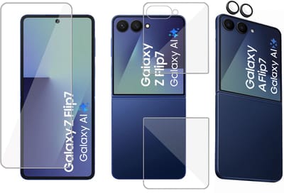 TechNow Folie Screenprotector + Camera Screen geschikt voor Samsung Galaxy Z Flip 7 Screenprotector - Gehard Glas - Rounded - Proteqt+