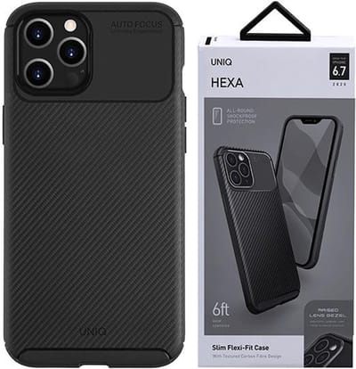 UNIQ - Hexa - hoesje iPhone - 12 - Pro - Max - 6.7 - zwart/middernachtzwart