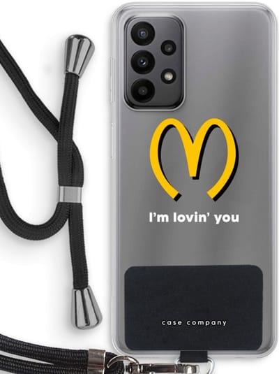 Case Company® - Hoesje met koord geschikt voor Samsung Galaxy A23 hoesje met Koord - I'm lovin' you - Telefoonhoesje met Zwart Koord - Bescherming aan alle Kanten en Over de Schermrand