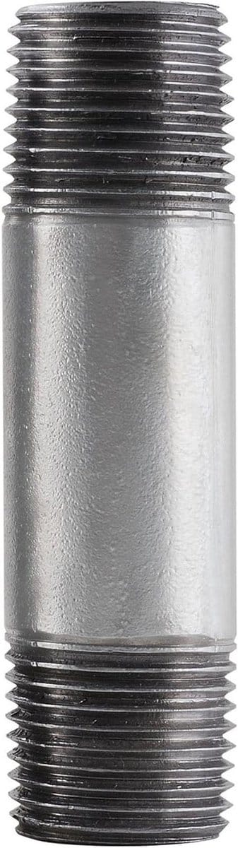 Stalen Nippel - Pijpkoppeling - Ruwe Sanitair - Gegalvaniseerd Staal - 1-1/2 x 6 Inch - Zilver