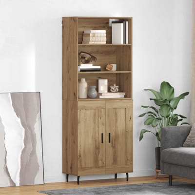 vidaXL - Highboard - 2 - st - Artisan - Eiken - 69,5 - x - 32,5 - x - 180 - cm - Bewerkt - hout