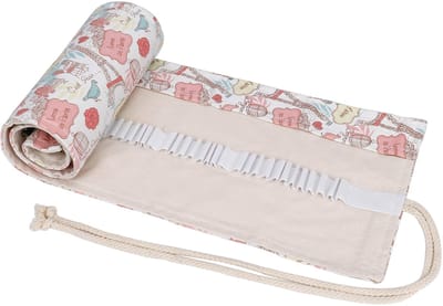 Dailygoods- Pennenetui oprolbaar met 72 gaten - Canvas organizer - Kleurpotlodenhouder - Lichtgewicht etui - IJzeren torenstijl - Kleurpotloodhouder