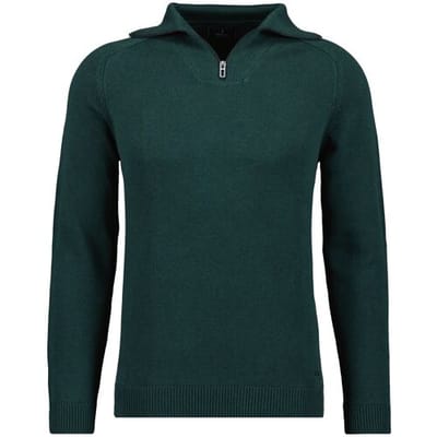 Ragman Trui Cotton Troyer Zip Raglan Sleeve Donker Groen / male