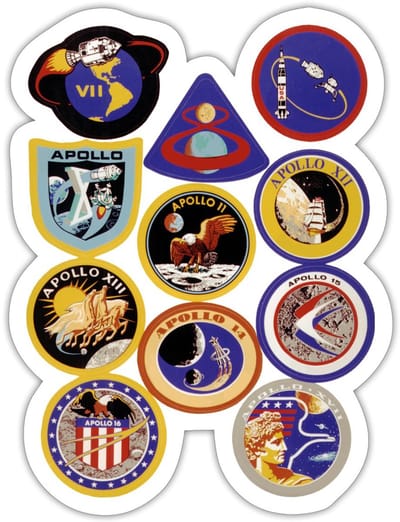 NASA Apollo-missie-insignes Sticker maat S (10 x 10 cm)