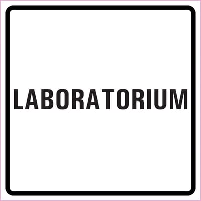 Laboratorium sticker, wit zwart 300 x 300 mm