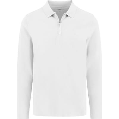 Fynch-Hatton Polo Zip Collar Long Sleeve Interlock Cotton New Off White / male