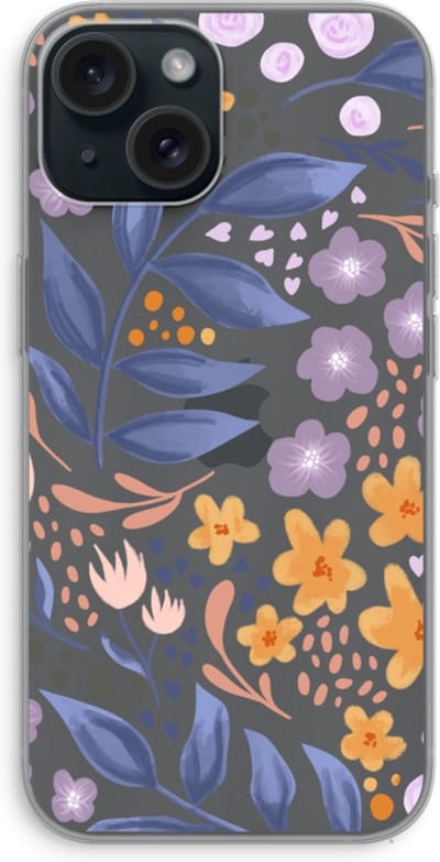 Case Company® - Hoesje geschikt voor iPhone 15 hoesje - Flowers with blue leaves - Soft Cover Telefoonhoesje - Bescherming aan alle Kanten en Schermrand