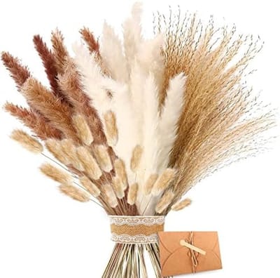 Gedroogd Pampasgras - Natuurlijke Gedroogde Bloemen, Pluizige Bladeren, Lagurus en Zegge Gedroogde Bloemen Boeket Gedroogde Bloemen