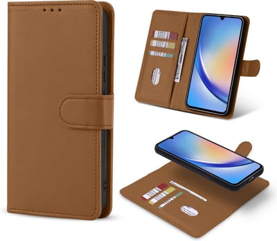 Casemania Hoesje Geschikt voor Samsung Galaxy A16 - Bruin - 2 in 1 Magnetic Afneembaar Book Case