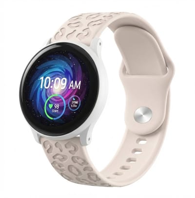 Zandkleurig silicone horlogebandje Geschikt voor serie samsung galaxy watch 7 / 6 / 5 / 5 pro / 4 / FE / ACTIVE / ACTIVE 2 20 mm met gegraveerd patroon smartwatch band voor dames en heren