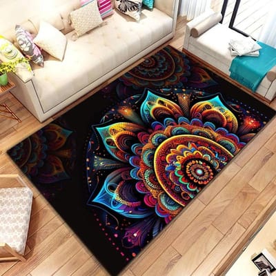 Nieuw In Rainbow 7 Chakra Mandala Boheemse Vloerkleed, Tapijt voor Woonkamer Slaapkamer Bank Deurmat Decoratie, Yoga Zachte Antislip Vloermat 70x100cm (28x39in)