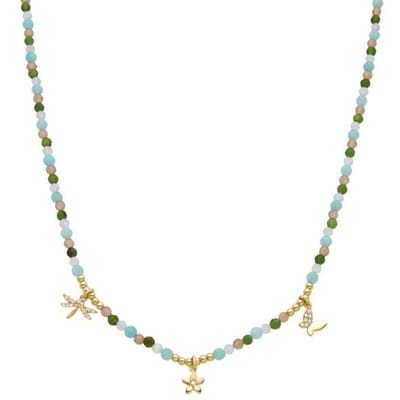 Luxenter Sterling Zilver 925 en Groen Kristal halsketting met 18k geelgouden afwerking - Lok
