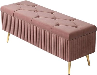 Opbergpoef - Voetenbankje Ottomaanse bank - Woonkamer organiseren - Verborgen opbergruimte - 100x40x45cm - Roze