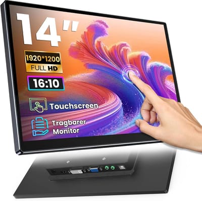 Draagbaar Touchscreen - Extra Monitor - Uitbreiden Werkruimte - FHD 100% sRGB - 356 cm 16:10 - Zwart