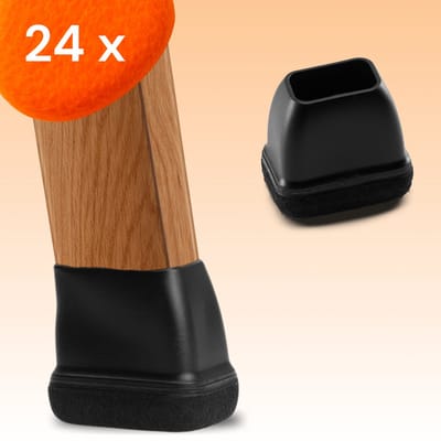FLOOQ Premium Stoelpootdoppen Rechthoekig 40x30mm - Anti-Kras Vilt - Stoelpoot beschermers - Vloerbescherming - 24 Stuks – Zwart - Friso