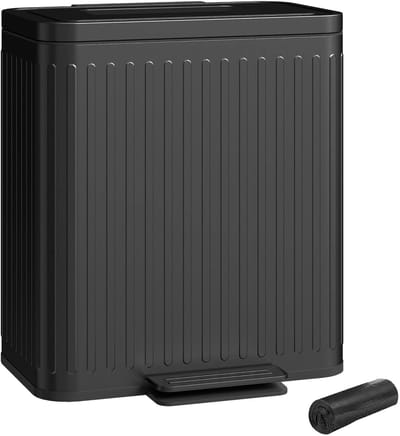 MakkelijkMooi Dubbele Pedaalemmer Zwart - Afvalbak - 2 Compartimenten van 20L - Soft Open Deksel - Deksel met Open-Houd Functie