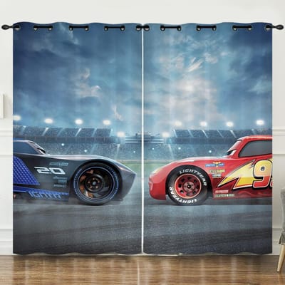 3D Coole Sportauto Race Gordijn 2 Panelen Jongens Slaapkamer Ruimte Decoratief Stuk Gordijn Woonruimte Huis Gordijn 100W160H(CM)40x63in&Grommet Top