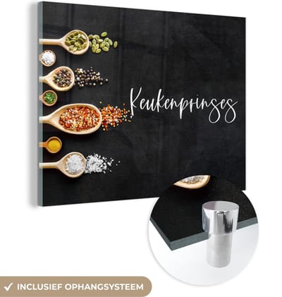 MuchoWow® Glasschilderij 120x90 cm - Schilderij acrylglas - Keukenprinses - Keuken - Quotes - Vrouwen - Spreuken - Foto op glas - Schilderijen