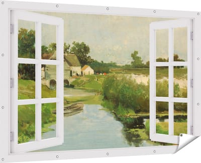 Gards Tuinposter Doorkijk Zomerdag - Johan Hendrik Weissenbruch - 180x120 cm - Tuindoek - Tuindecoratie - Wanddecoratie buiten - Tuinschilderij