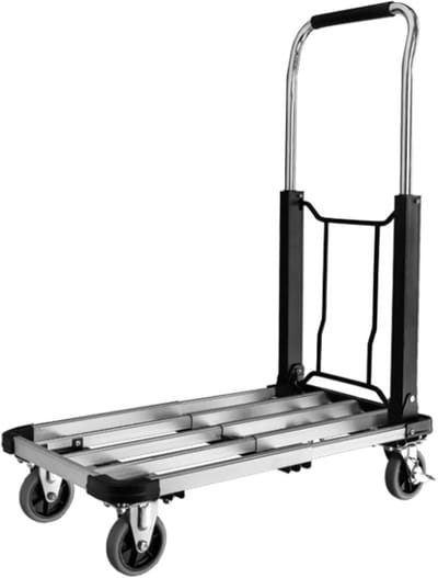 Platte Kar - Transportkar Stevig - Zware Lasten Verplaatsen - Opvouwbaar Ontwerp - 56x42 cm - Zilver Zwart
