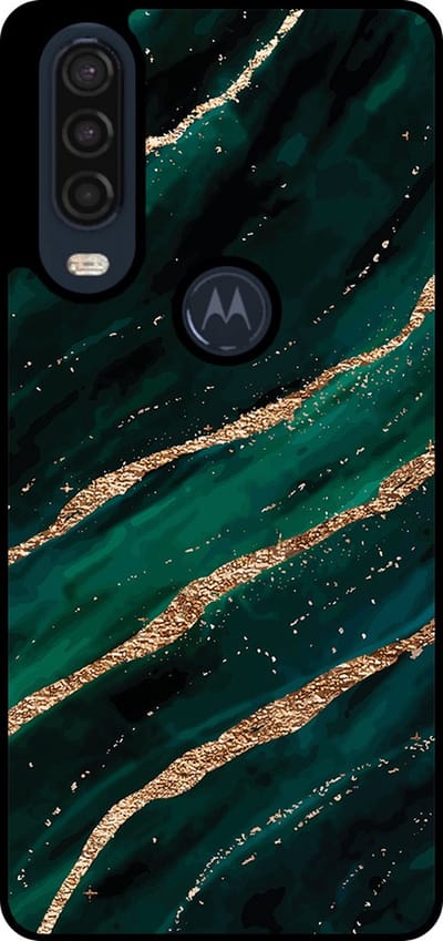 Smartphonica Telefoonhoesje Geschikt voor Motorola One Action met marmer opdruk - TPU backcover case marble design - Groen Goud geschikt voor Motorola One Action
