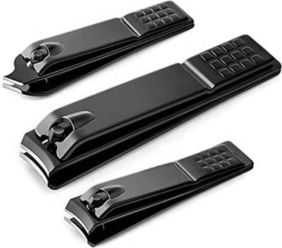 Set van 3 Zwarte Nagelknippers - Tegen Kalknagel - Teennagelknipper - Nagelschaar - Nageltang - Anti-Slip - Verschillende Maten