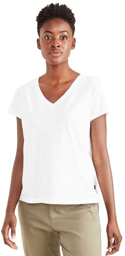 Dockers A1759 T-shirt Met Korte Mouwen En V-hals Wit XS Vrouw