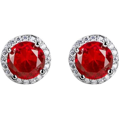 POMOiii Granaat Zirkoon Klassieke Oorbellen Rond 6*6mm Bruiloft Fijne Sieraden Cadeau Accessoires Voor Vrouwen 6mm
