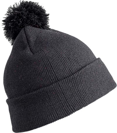 Result Wintermuts - met pom pom - zwart - volwassenen - dames/ heren - muts - 100% acryl