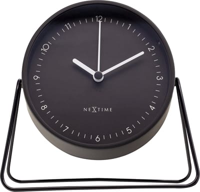 NeXtime Berlin Table – Tafelwekker – 14 × 13 × 7 cm – Metaal – Zwart – Stil