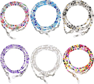 Set van 6 Kleurrijke Brilkettingen voor Vrouwen, Stijlvolle Brilhouder, Zonnebril Strap en Mode Accessoires voor Brillen, Perfect voor Lezen en Dagelijks Gebruik