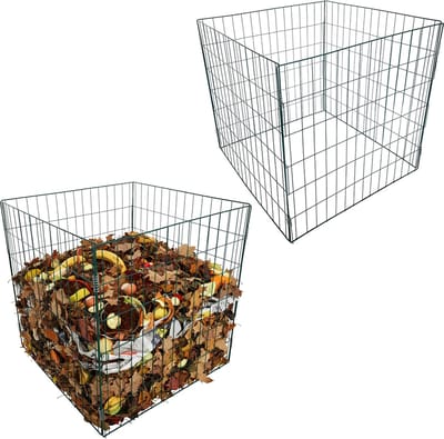 Compostbak - set van 2 - 76x76x76 cm - metaal - groen