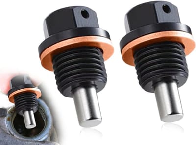 Olieaftappluggen 2 stuks - Carteradapter set - Motoronderhoud - Magnetische metaalvangst - M12 x 1.5 mm - Zwart