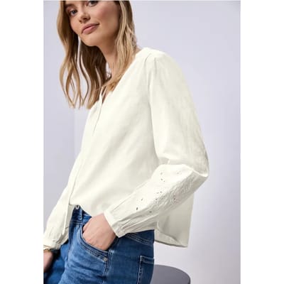 Blouse met V-hals en borduursel