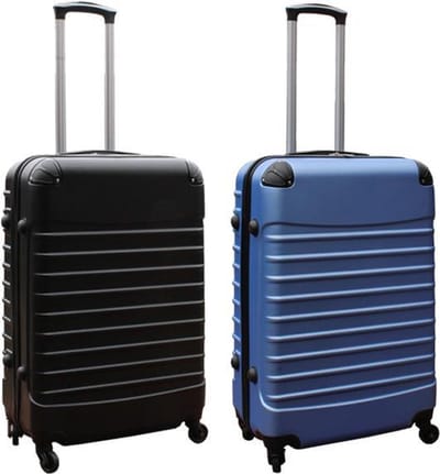 Travelerz kofferset 2 delig ABS groot - met cijferslot - 69 liter - zwart - licht blauw