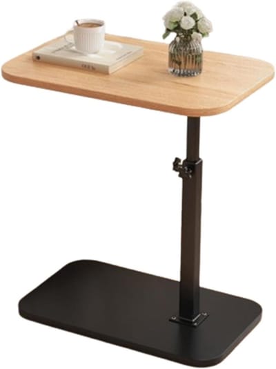 Verstelbare C-tafel - Bijzettafel bank - Comfortabel werken - 360° draaibaar - 45 x 30 cm - Houtkleur