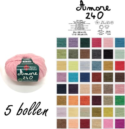 Borgo de Pazzi - Amore 240 - Roze 108 - set van 5 bollen x 50 gram