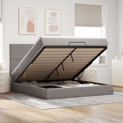 vidaXL - Ottoman - bed - met - matras - 180x200cm - stof - taupe