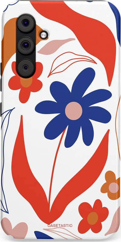 Casetastic hoesje geschikt voor Samsung Galaxy A54 (2023) 5G - Dubbellaagse bescherming - Kleuren in bloei - Fashion Case - Wit Rood Perzik Donkerblauw