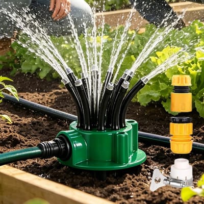 Tuinsproeier Meerkops - Gazon sproeier - Planten water geven - 12 Flexibele sproeiers - 11 x 10 x 10 cm