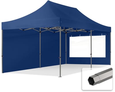 3x6 m Easy Up partytent Vouwpaviljoen, PREMIUM staal 40mm met zijwanden (panorama), blauw