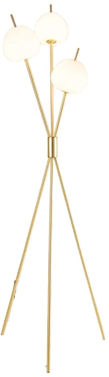 Kosilum - Olanta - Vloerlamp - Messing en wit - Metaal en glas