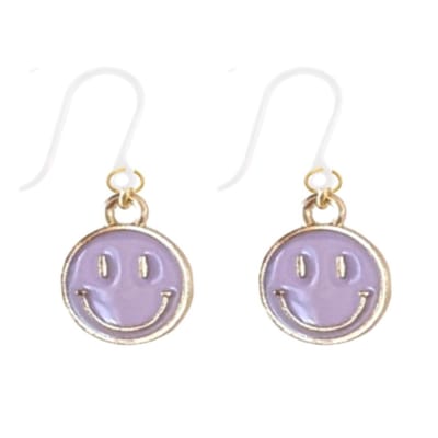 Allergievrij oorbellen -Smiley -goudkleur Paars- oorbelhaken kunststof- Charme Bijoux