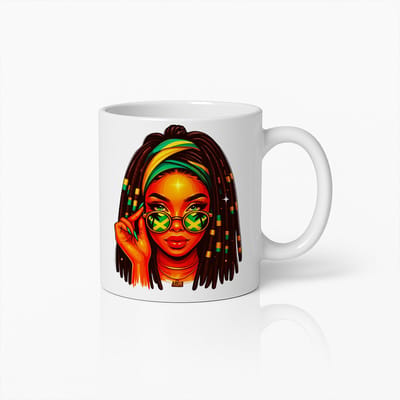 Jamaica Queen Mok – Kleurrijke Reggae Stijl Beker met Rasta Kunst en Dreadlocks Design