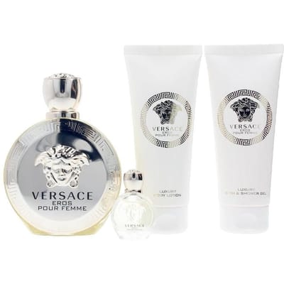 Versace Eros Pour Femme Edp Spray 100ml Shower Gel 100ml Body Lotion 100ml And Miniature Edp 5ml